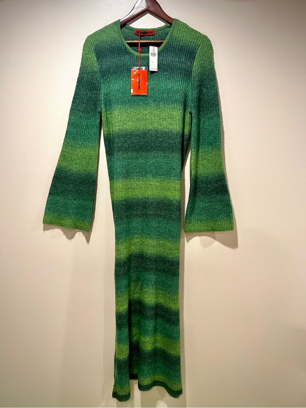 Anthropologie Simon Miller Green Ombre Ribbed Crewneck Sweater Dress